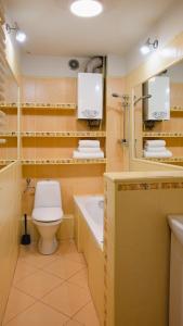 a bathroom with a toilet and a sink and a tub at Mieszkanie przy Rynku in Racibórz