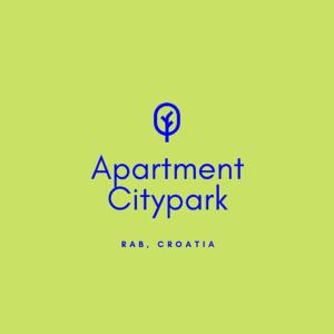 a blue logo for an apartment city park at Citypark Apartment in Rab