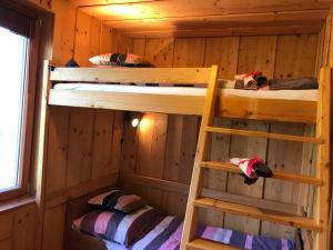 Poschodová posteľ alebo postele v izbe v ubytovaní Rustikální Apartmán v srdci Šumavy