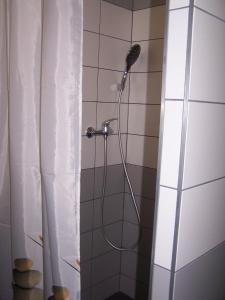 eine Dusche mit einem Schlauch im Bad in der Unterkunft Mitrans in Hradec Králové
