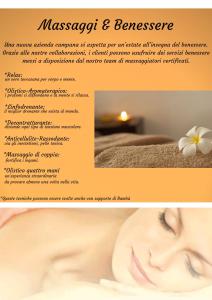 a flyer for massage therapy with a woman with a flower at Beach Hotel in Diamante