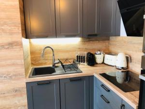 a kitchen with a sink and a counter top at Appartement Domaine Maxime Park in Sainte-Maxime