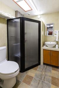 a bathroom with a toilet and a sink at Suite Studio Serviced Apartments in Mérida
