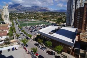 an aerial view of a parking lot in a city at Lux Benidorm in Benidorm