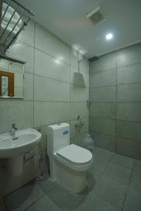 a bathroom with a toilet and a sink at Lakezone Holiday Resort in Chinnakanal