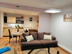 a living room with a couch and a table at Papiniidu Studio Apartments in Pärnu