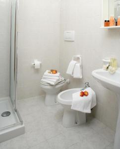 a bathroom with a toilet and a sink and a shower at Il Turrione in Assisi