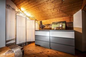 a room with wooden walls and a wooden ceiling at Atelier Kurt in Hinterbrühl