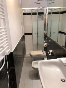 La salle de bains est pourvue de toilettes et d'un lavabo. dans l'établissement Tramonti romani, à Rome