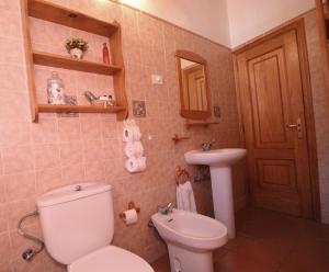 ein Bad mit einem WC und einem Waschbecken in der Unterkunft Casa Celia in Valle Gran Rey