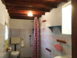 a bathroom with a toilet and a window at Le Case del Capitano in Stromboli