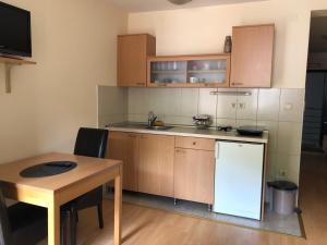 Kuchyň nebo kuchyňský kout v ubytování Apartmani Jovanovic