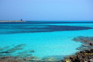 a view of the ocean with a lighthouse in the distance at Casa Fabio in Stintino +2 photos