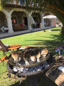 grill z mnóstwem jedzenia w obiekcie Posada El Urogallo en el Valle de Cabuérniga w mieście Renedo