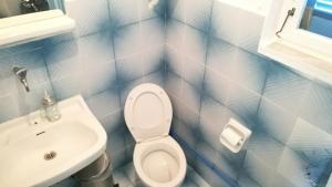 a bathroom with a toilet and a sink at Anemos Seaside House in Skiros