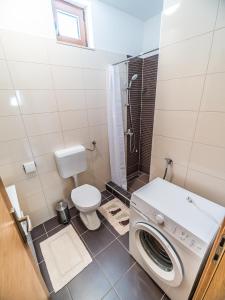 ein Badezimmer mit Waschmaschine und Toilette in der Unterkunft Apartment Renata in Sveti Filip i Jakov + 19 Fotos
