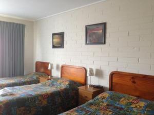 Rúm í herbergi á Gisborne Motel