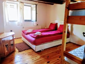 - une chambre avec des lits superposés et 2 lits superposés dans l'établissement Villa Girgina, à Bukovets