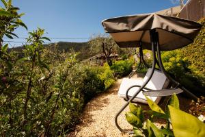 a bird bath sitting in a garden at B&B Il Parco in Monterosso al Mare