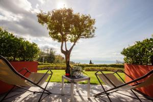 two chairs and a table next to a tree at B&B Il Parco in Monterosso al Mare