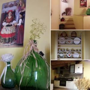 a collage of four pictures with a green vase at Affitti brevi Tzia Licca in Teulada