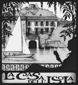 un dibujo de un velero frente a un edificio en La Casa dell'Isola en Orta San Giulio