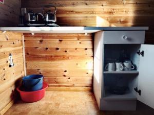 a small kitchen with a counter and a sink at Winjum Cabin Aurland Stegastein in Aurland