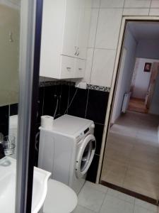 uma pequena casa de banho com uma máquina de lavar roupa em Apartman Ivan em Vrdnik