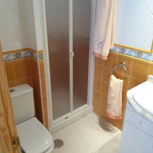 une salle de bain avec une douche, des toilettes et un lavabo dans l'établissement Seimar68, à Benidorm