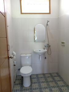 a bathroom with a toilet and a sink at Rosalina Homestay in Rantepao