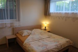 Ένα ή περισσότερα κρεβάτια σε δωμάτιο στο Pušelė