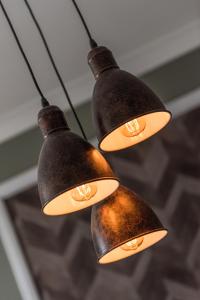 two lights hanging from a ceiling at Belmont Llandudno in Llandudno