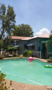 una piscina con un frisbee rosa. en Silver Rest Guesthouse, en Mahikeng