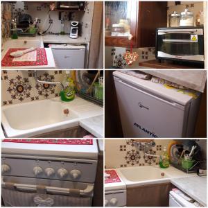 a collage of photos of a kitchen with appliances at Casa Ciccio in Isola delle Femmine