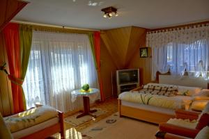 sypialnia z dwoma łóżkami i telewizorem w obiekcie Apartament Anna w Zakopanem