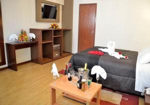 TV a/nebo společenská místnost v ubytování Miculla Hotel