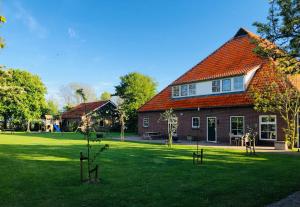 a large house with a green lawn in front of it at Hoeve Vianen in De Cocksdorp