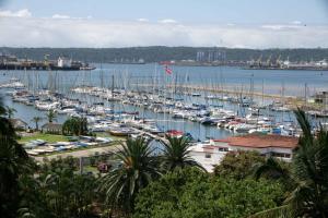 a bunch of boats are docked in a harbor at Riviera Hotel Durban in Durban