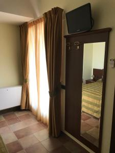 a bedroom with a mirror and a television and a bed at Il Podere del Carlone in Vasto