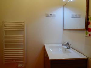 La salle de bains est pourvue d'un lavabo et d'un miroir. dans l'établissement Residence du Fou, à Trévou-Tréguignec