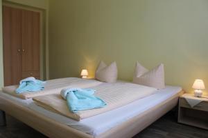 A bed or beds in a room at Hotel und Campingstell und Zeltplatz an der Talsperre im Harz