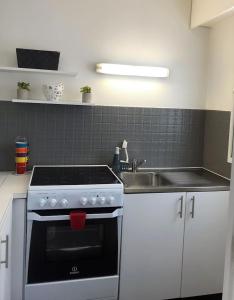 a kitchen with a stove and a sink at Lovely Flat Champs de Mars Eiffel in Paris