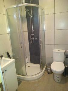 e bagno con doccia, servizi igienici e lavandino. di Villa Regio a Vila do Conde