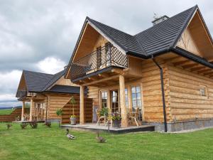 克鲁斯兹考采Domki Pasja II View,Lake & Ski的小木屋,设有黑色屋顶