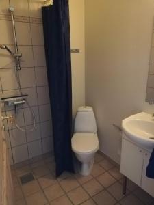 a bathroom with a toilet and a sink at Bindesbølgård Farm Holiday in Give +55 photos