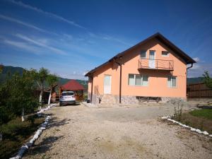 a house with a car parked in front of it at Casa de vacanta Laurentiu in Călimăneşti