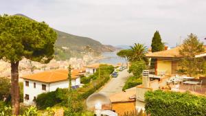 a view of a town with houses and a street at Monolocale Via Panoramica in Rio Marina
