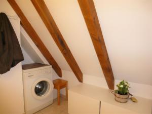 een badkamer met een wasmachine in een kamer bij Victor et Léontine in Ribeauvillé