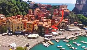 an aerial view of a city with boats in the water at Fronte Mare Sul Molo in Lerici