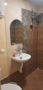 y baño con lavabo, espejo y aseo. en Park-Hotel Khoren's Lake en Areni